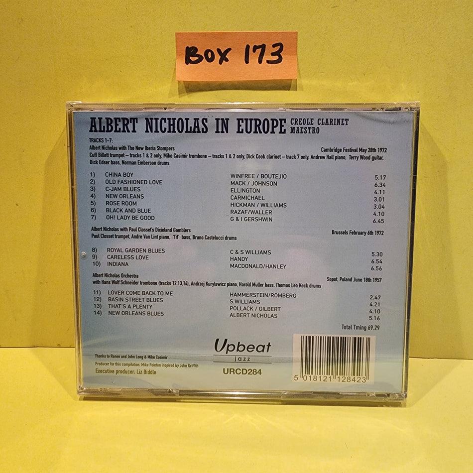 Albert Nicholas  - Albert Nicholas in Europe: Creole Clarinet Maestro  - 2018 - URCD284 New - Sealed - CDs