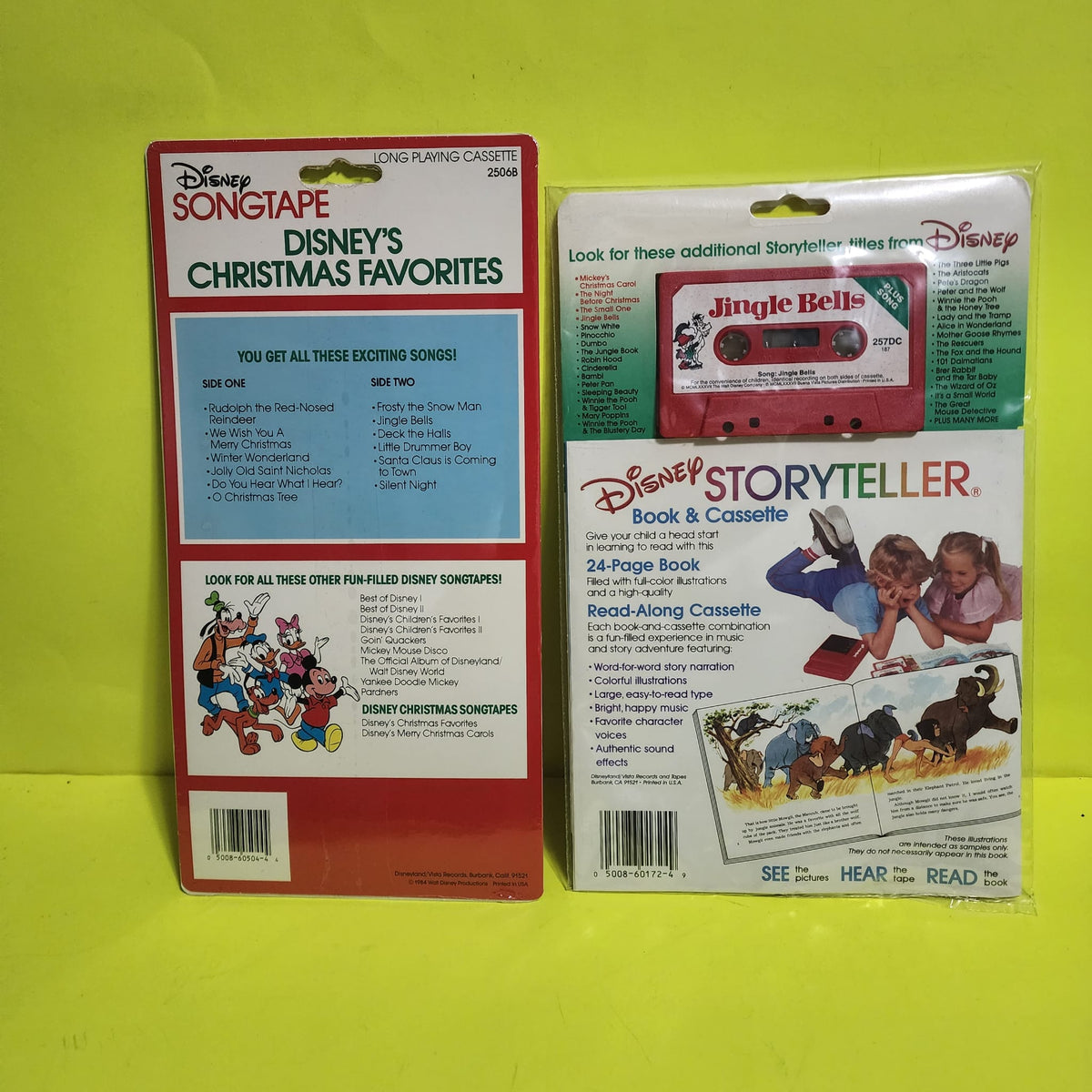 Disney  - Jingle Bells Storyteller & Book / Christmas Favorites - 1984 - 257DC / 2506B New - Sealed - Cassettes