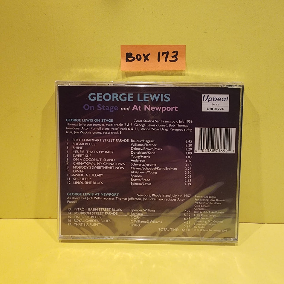 George Lewis  - On Stage and At Newport - 2012 - URCD224 New - Sealed - CDs