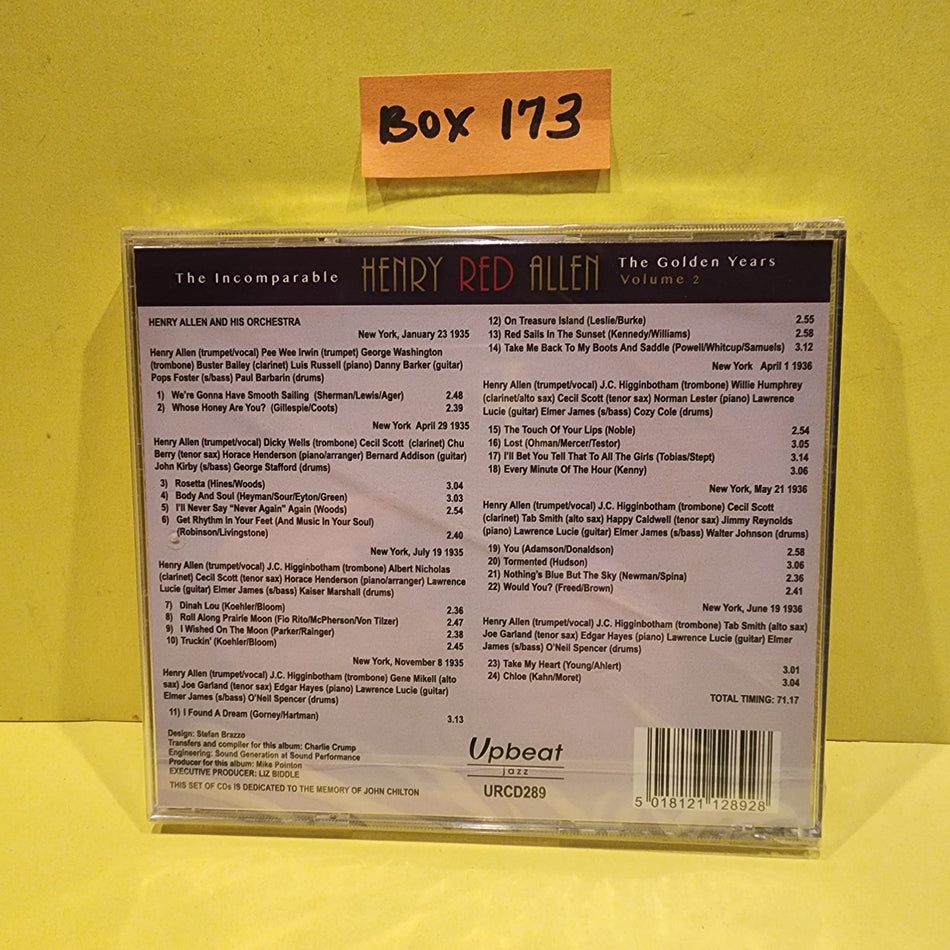 Henry Red Allen - The Incomparable Henry Red Allen The Golden Years Vol 2 - 2022 - URCD289 New - Sealed - CDs