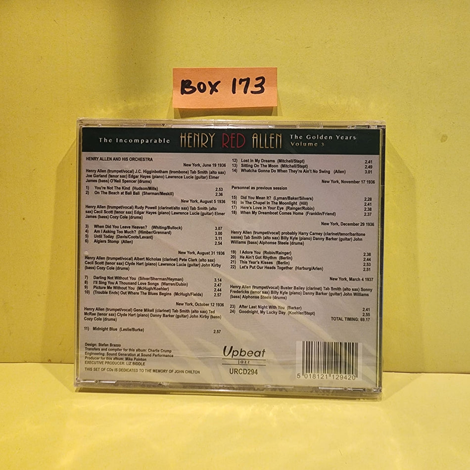 Henry Red Allen - The Incomparable Henry Red Allen The Golden Years Vol 3 - 2022 - URCD294 New - Sealed - CDs