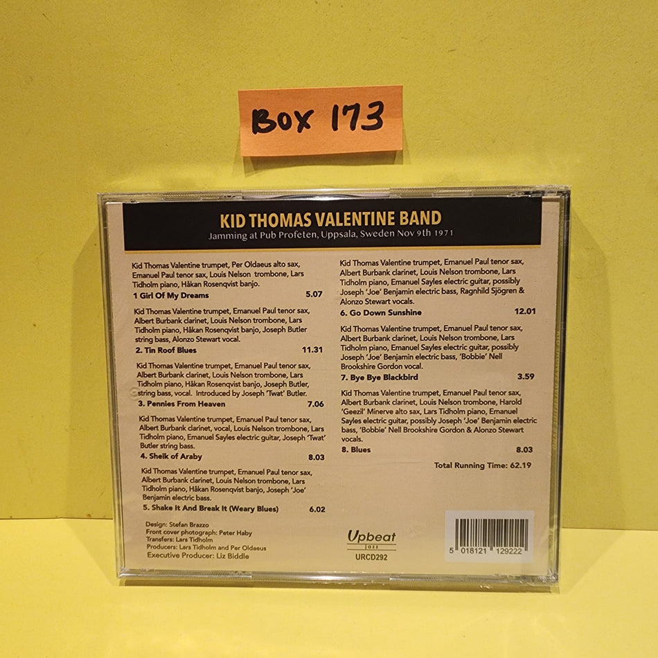 Kid Thomas Valentine Band  - Jamming at Pub Profeter, Uppsala, Sweden Nov 9th 1971 - 2022 - URCD292 New - Sealed - CDs