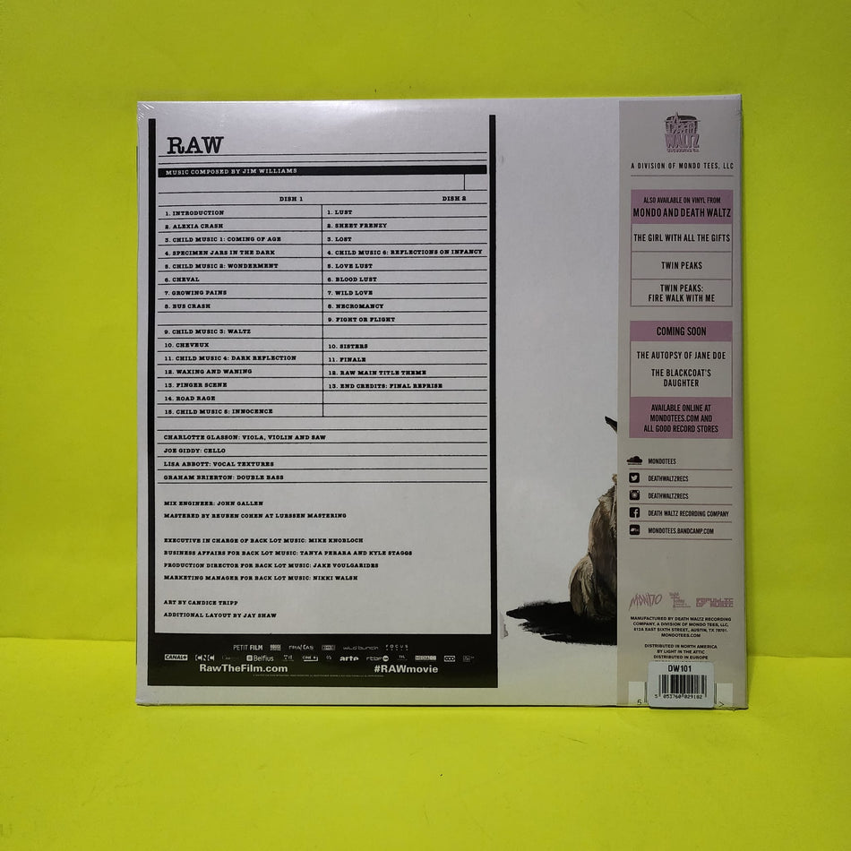 Jim Williams - Raw (Original Motion Picture Soundtrack) - 2017 - DW101 New - Sealed - Vinyl
