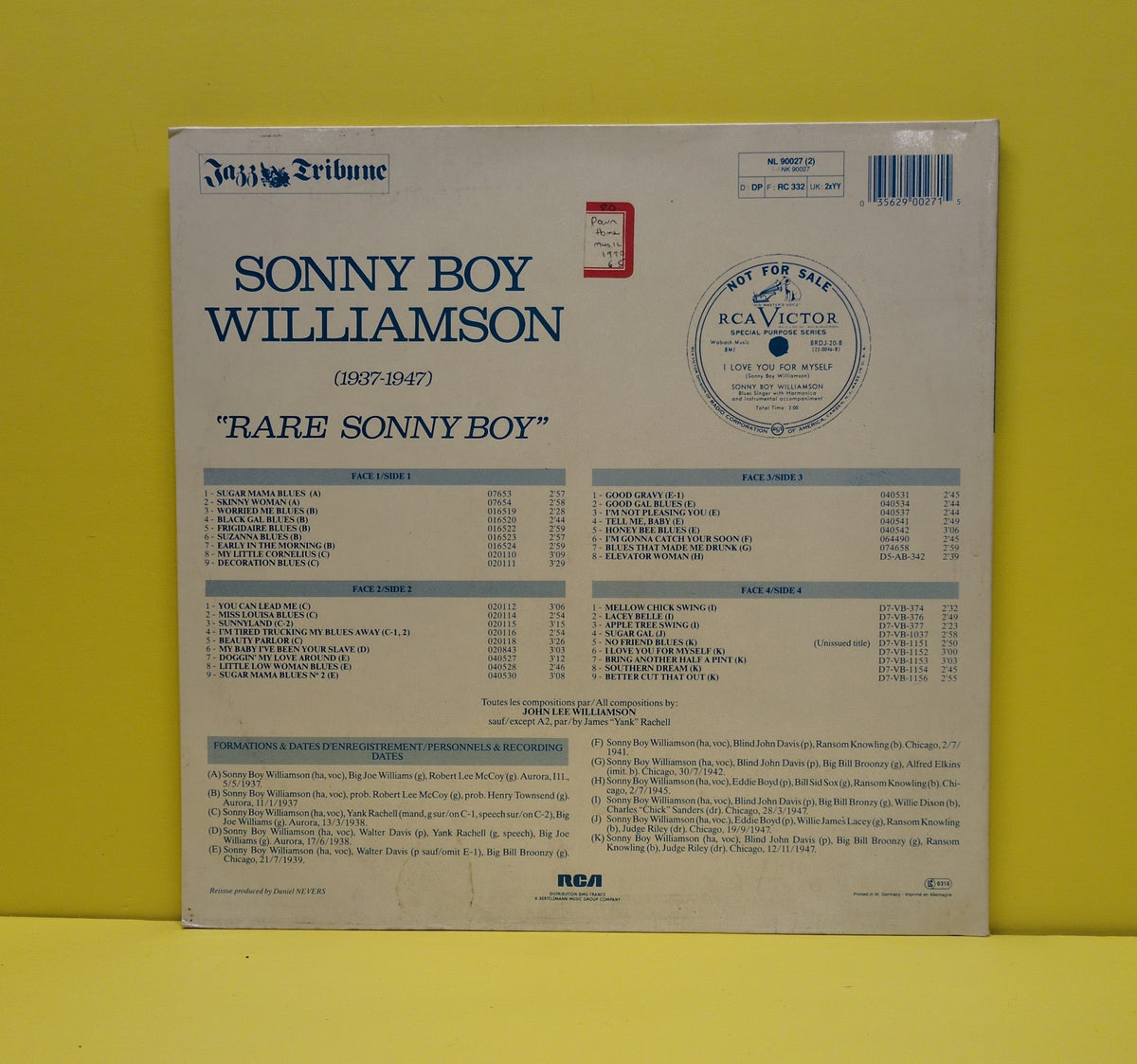 Sonny Boy Williamson - Rare "Sonny Boy" (1937-1947) - 1988 - NL 90027 (2) Used - VG++ - Vinyl