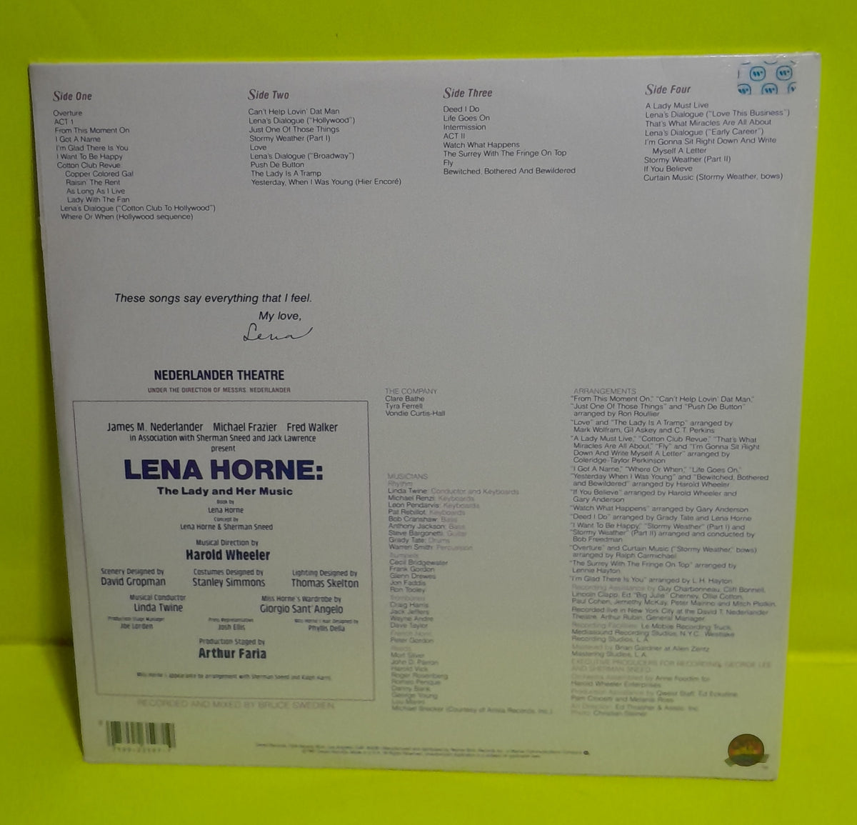 Lena Horne - Lena Horne: The Lady And Her Music (Live On Broadway) - 1981 - 2QW 3597 New - Sealed - Vinyl