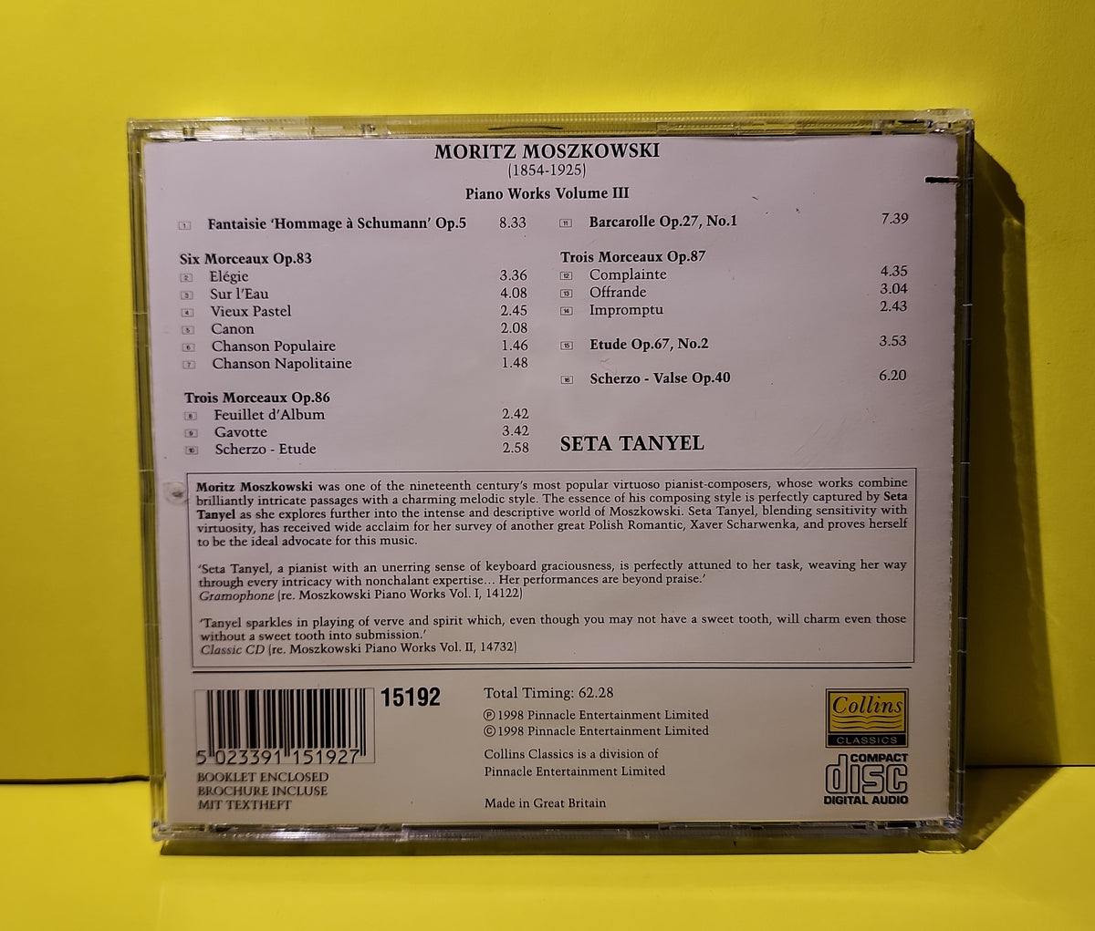 Moritz Moszkowski, Seta Tanyel - Moritz Moszkowski: Piano Works Volume III - 1998 - 15192 Used - EX - CDs