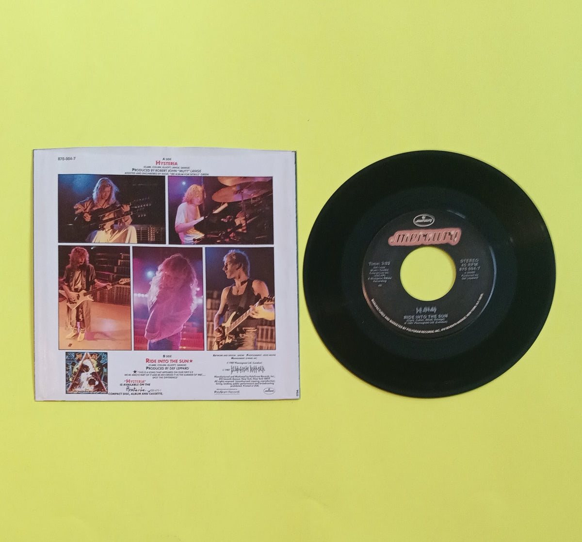 Def Leppard - Hysteria / Ride Into the Sun - 1987 - 870-003-7 Used - VG++ - 7" Vinyl
