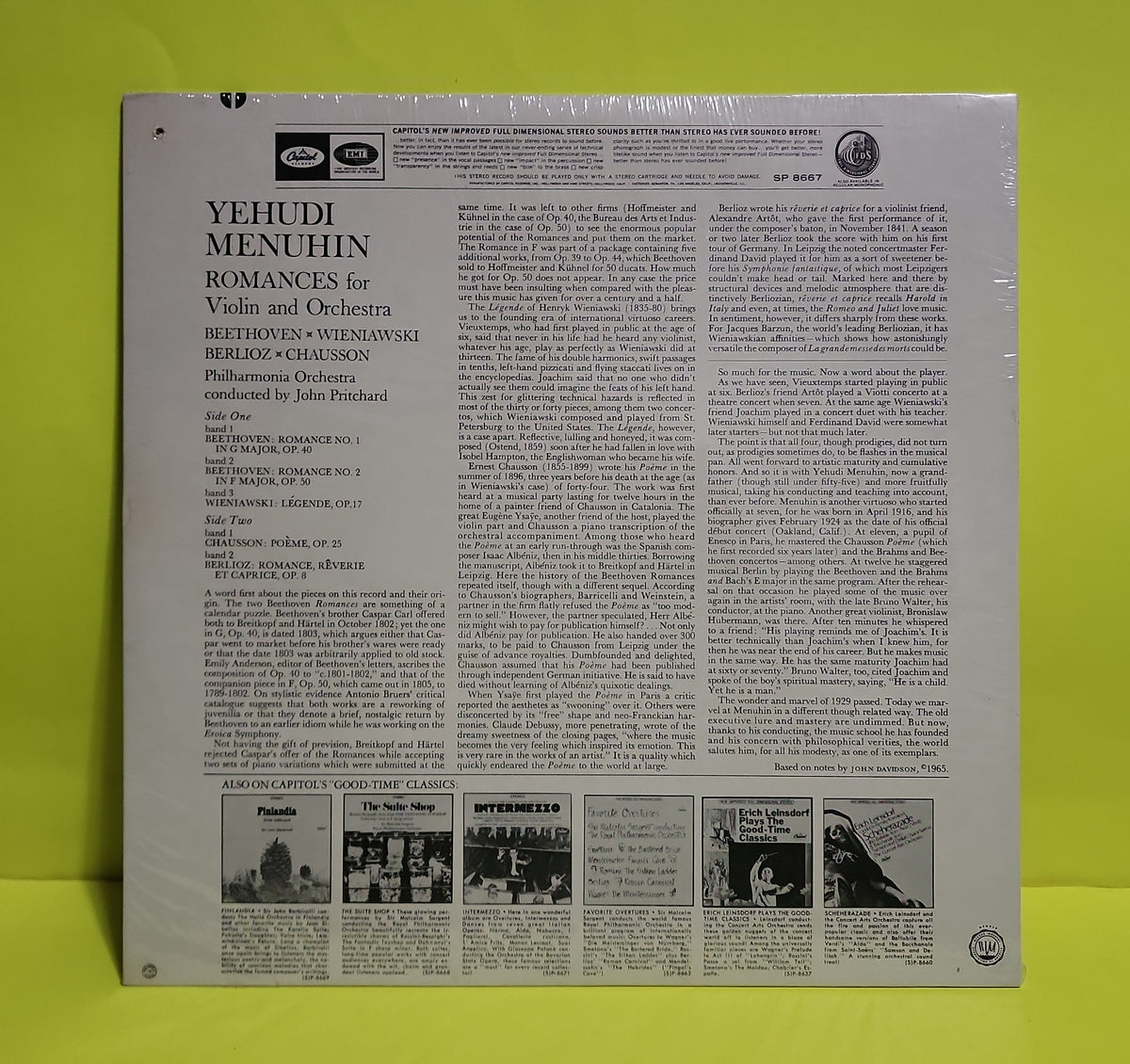 Yehudi Menuhin - Romance For Violin And Orchestra  - 1965 - SP 8667 New - Sealed - Vinyl