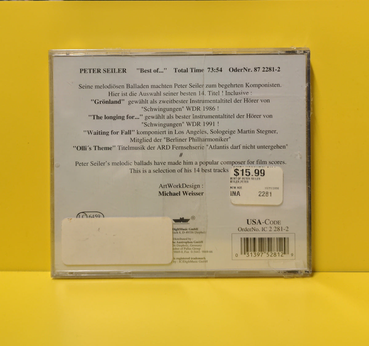 Peter Seiler - The Artist Edition Best Of - 1997 - IC 87 2281-2 New - Sealed - CDs