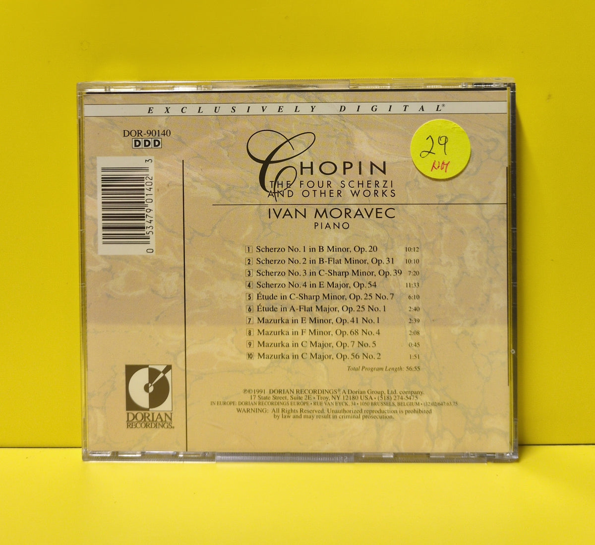 Ivan Moravec, Chopin - The Four Scherzi And Other Works - 1991 - DOR-90140 Used - NM - CDs
