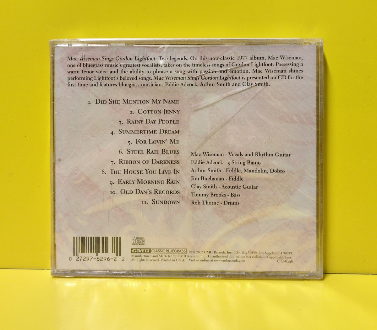 Mac Wiseman - Mac Wiseman Sings Gordon Lightfoot - 2002 - CD-6296 New - Sealed - CDs