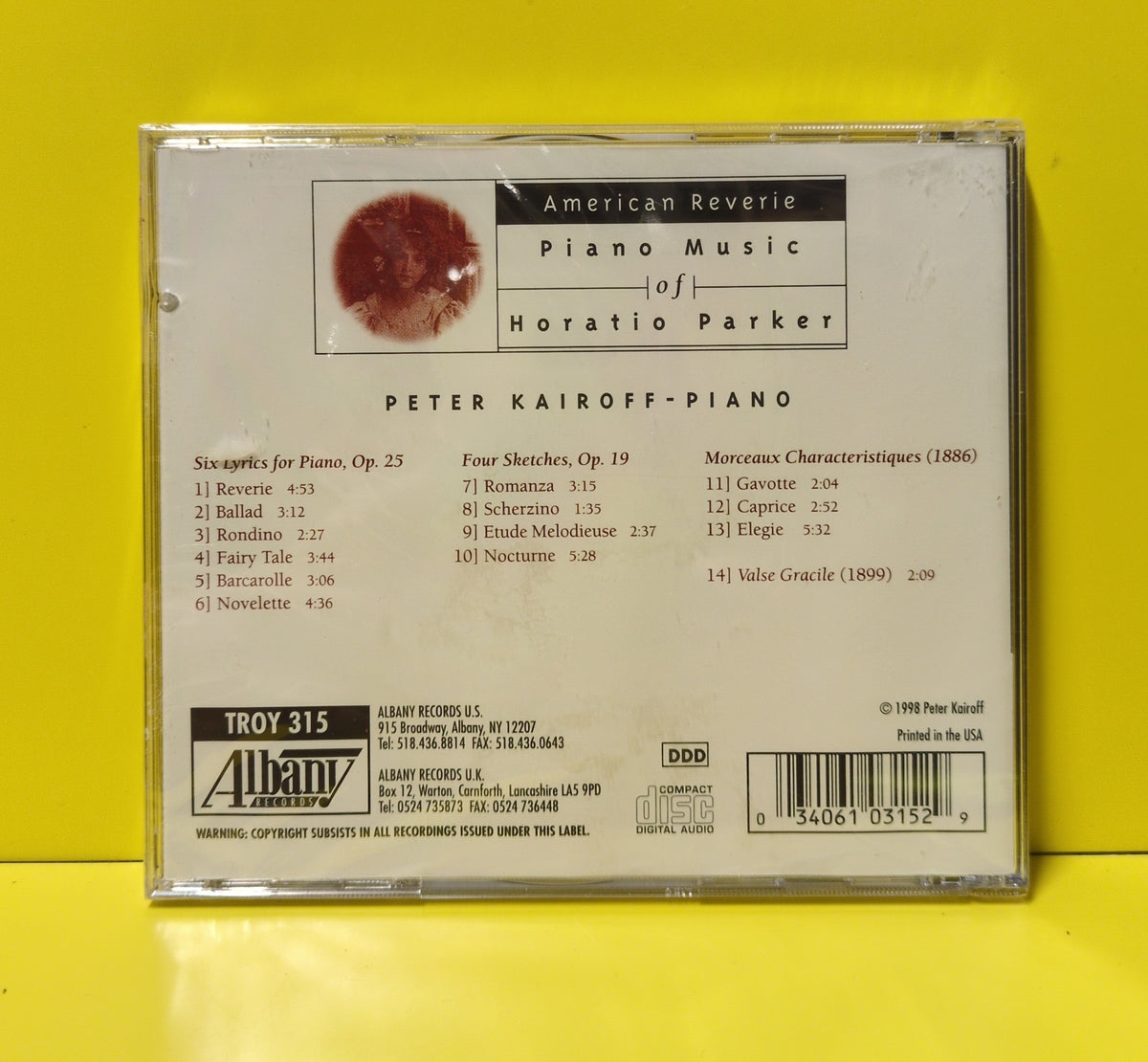 Horatio Parker, Peter Kairoff - American Reverie (Piano Music Of Horatio Parker) - 1998 - TROY 315 New - Sealed - CDs