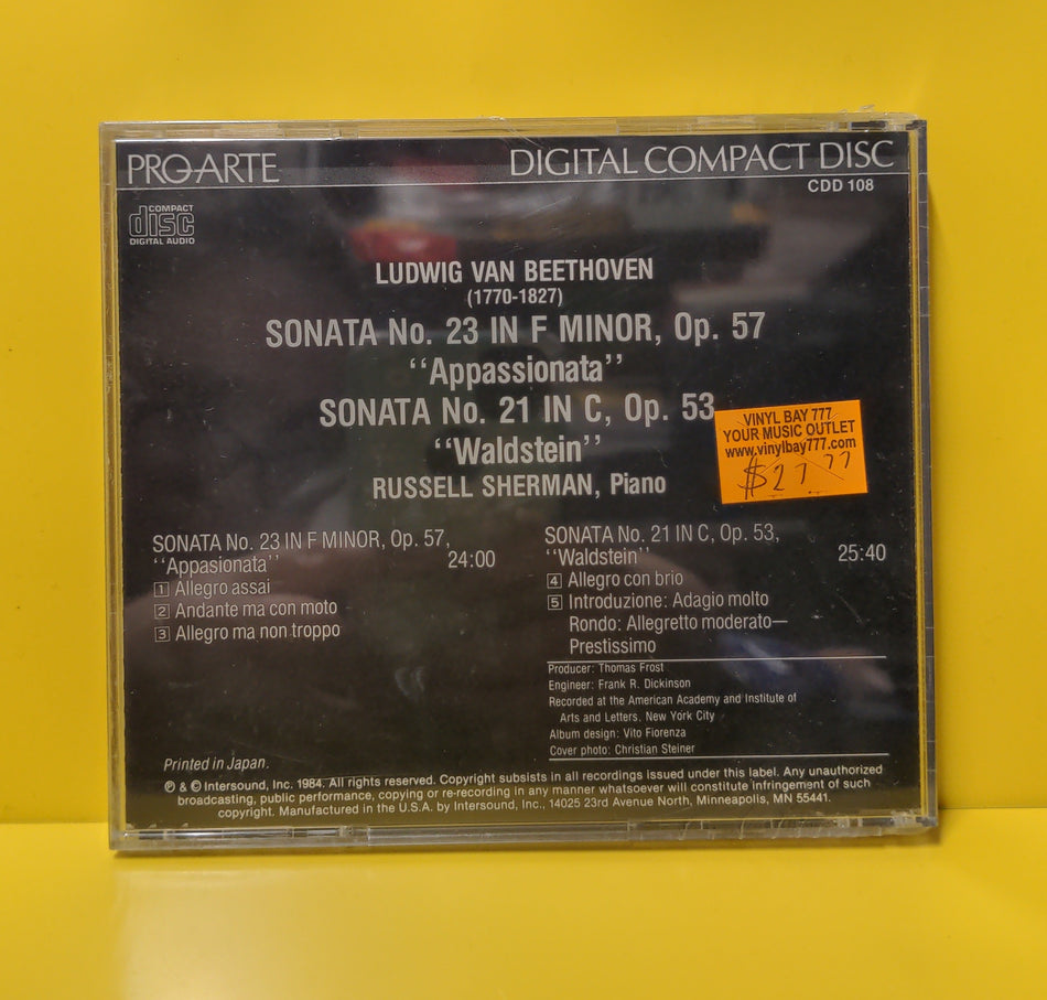 Russell Sherman, Ludwig Van Beethoven - Sonata No. 23 In F Minor, Op. 57 "Appassionata" / Sonata No. 21 In C, Op. 53 "Waldstein" - 1984 - CDD-108 New - Sealed - CDs