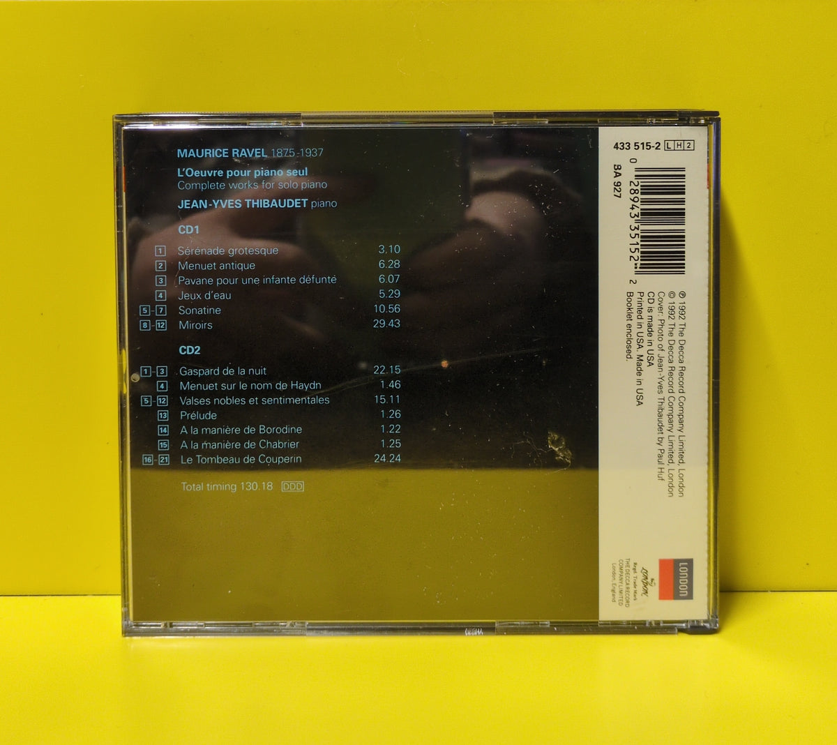 Ravel, Jean-Yves Thibaudet - L'Oeuvre Pour Piano Seul - 1992 - 433 515-2 Used - EX - 2xCD