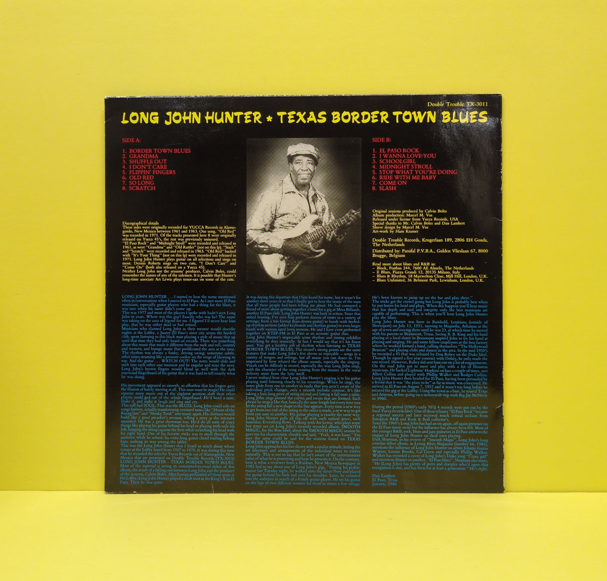 Long John Hunter - Texas Border Town Blues - 1986 - TX-3011 Used - VG++ - Vinyl