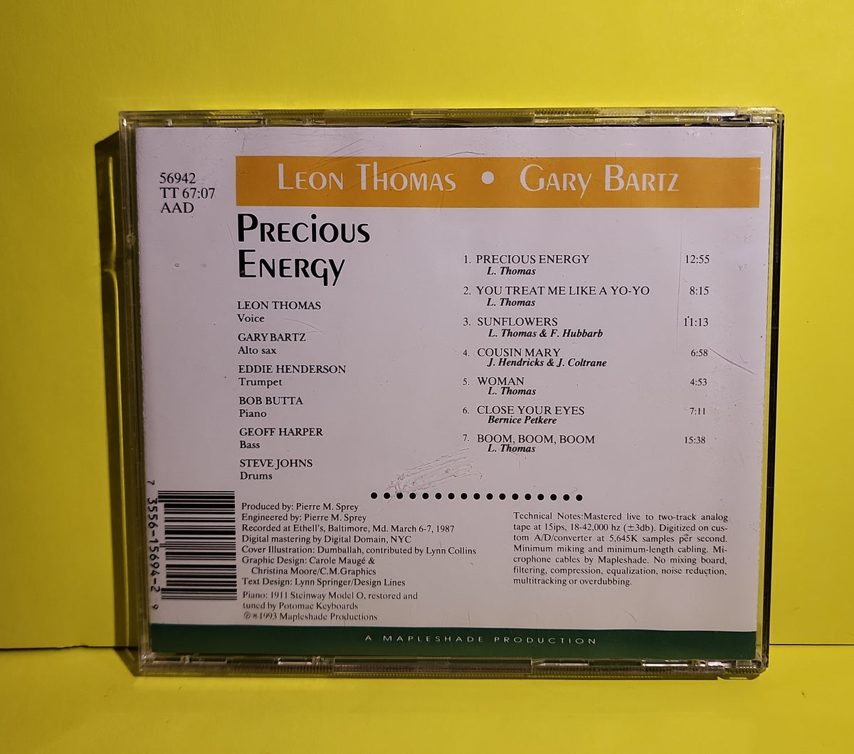 Leon Thomas & Gary Bartz  - Precious Energy  - 1993 - MS 56942 Used - EX - CDs