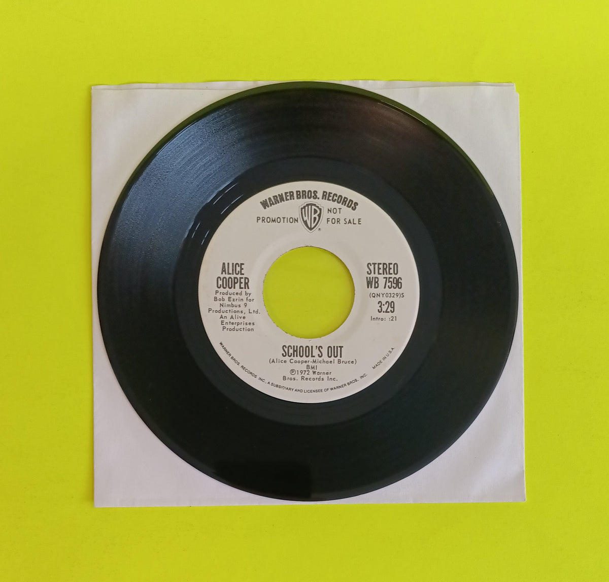 Alice Cooper - School's Out (Stereo / Mono Promo 7") - 1972 - WB 7596 Used - VG++ - Vinyl