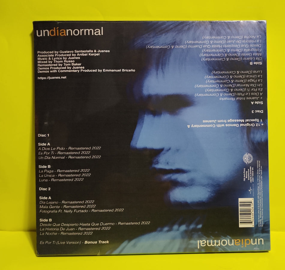 Juanes - Un Dia Normal 20th Anniversary Edition - 2022 - B0036609-01 New - Sealed - Vinyl