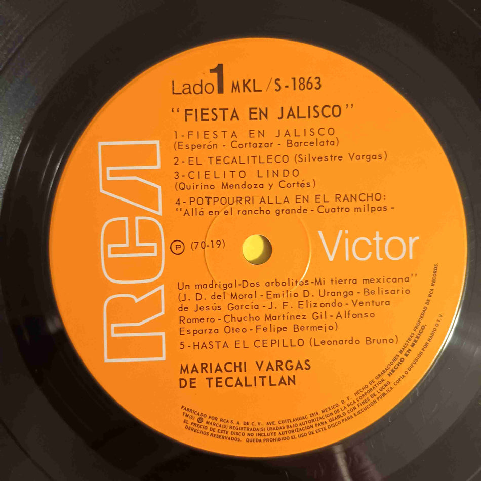 Mariachi Vargas De Tecalitlan - Fiesta en Jalisco Mexico - 1970 - MKL/S-1863 Used - VG++ - Vinyl