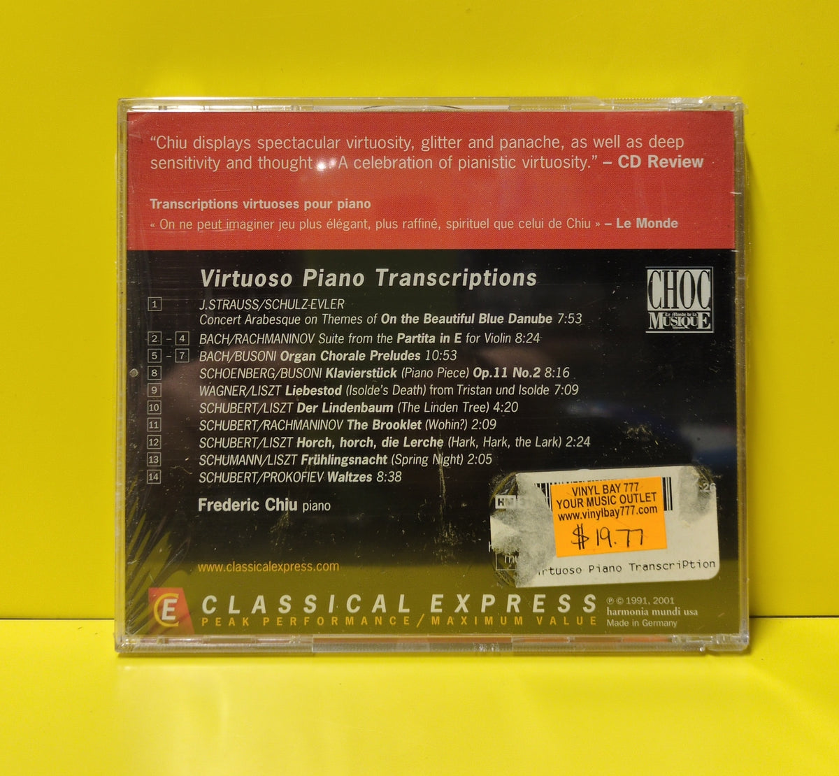 Various, Frederic Chiu - Virtuoso Piano Transcriptions - 2001 - HCX 3957054 New - Sealed - CDs