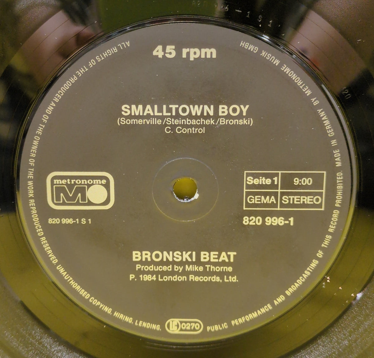 Bronski Beat - Smalltown Boy - 1984 - 820 996-1 Used - VG++ - Vinyl