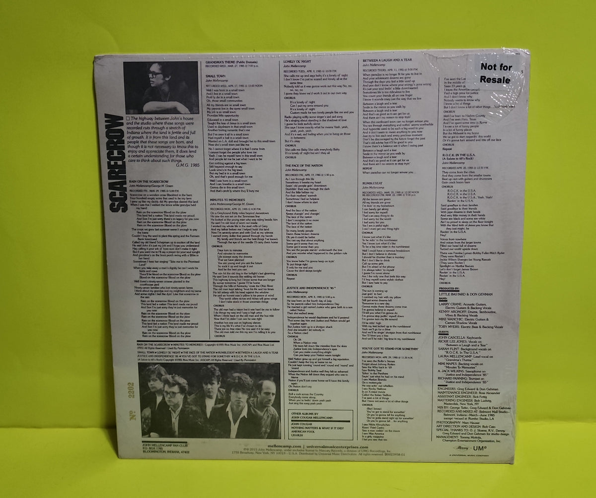 John Cougar Mellencamp  - Scarecrow / Promo / RSD 2015 30th Anniversary Limited Edition Numbered + Colored # 2202 - 2015 - B0023938-01 New - Sealed - Vinyl