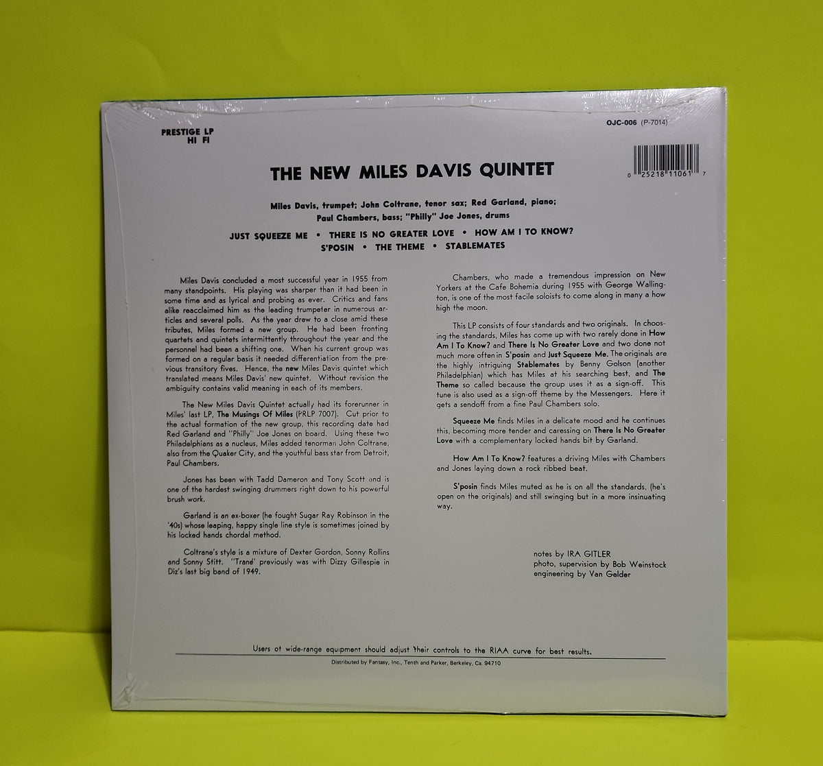The Miles Davis Quintet - Miles - 2023 - OJC-006 New - Sealed - Vinyl