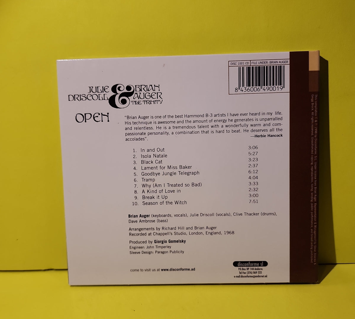 Julie Discroll, Brian Auger & The Trinity - Open - 1998 - DISC 1001 CD Used - EX - CDs