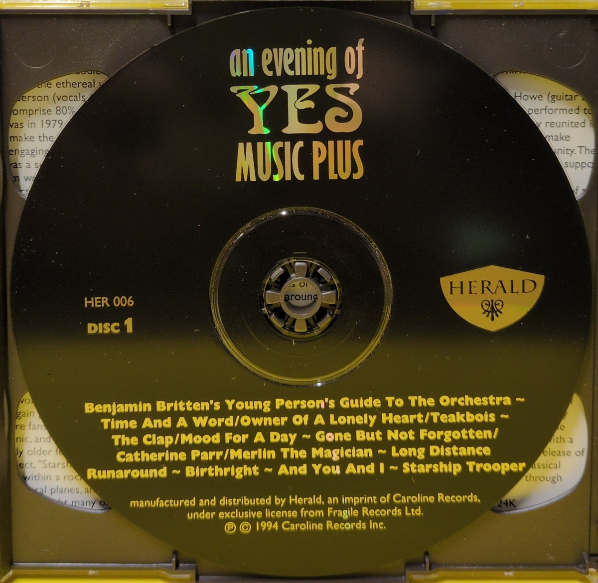 Anderson Bruford Wakeman Howe - An Evening Of Yes Music Plus - 1994 - HER 006 Used - EX - 2xCD