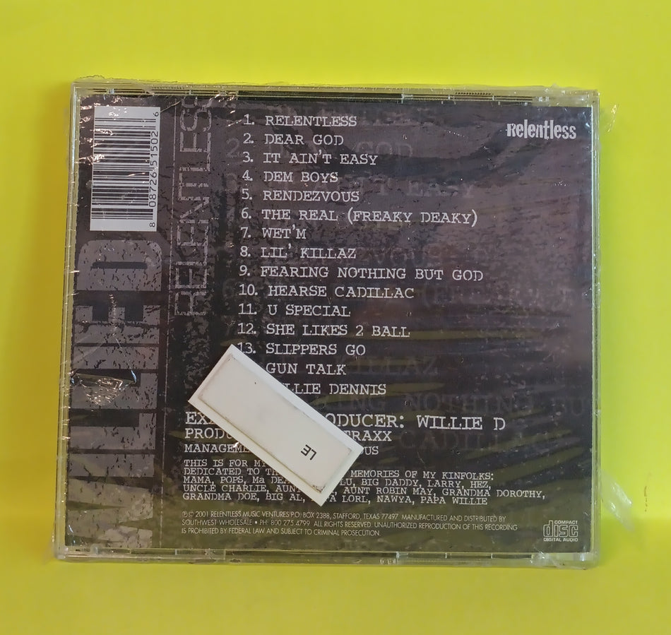 Willie D - Relentless - 2001 - RR 5150-2 New - Sealed - CDs