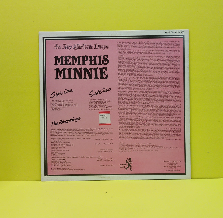 Memphis Minnie - In My Girlish Days 1930-1935 - 1984 - TM 803 Used - EX - Vinyl - Mono