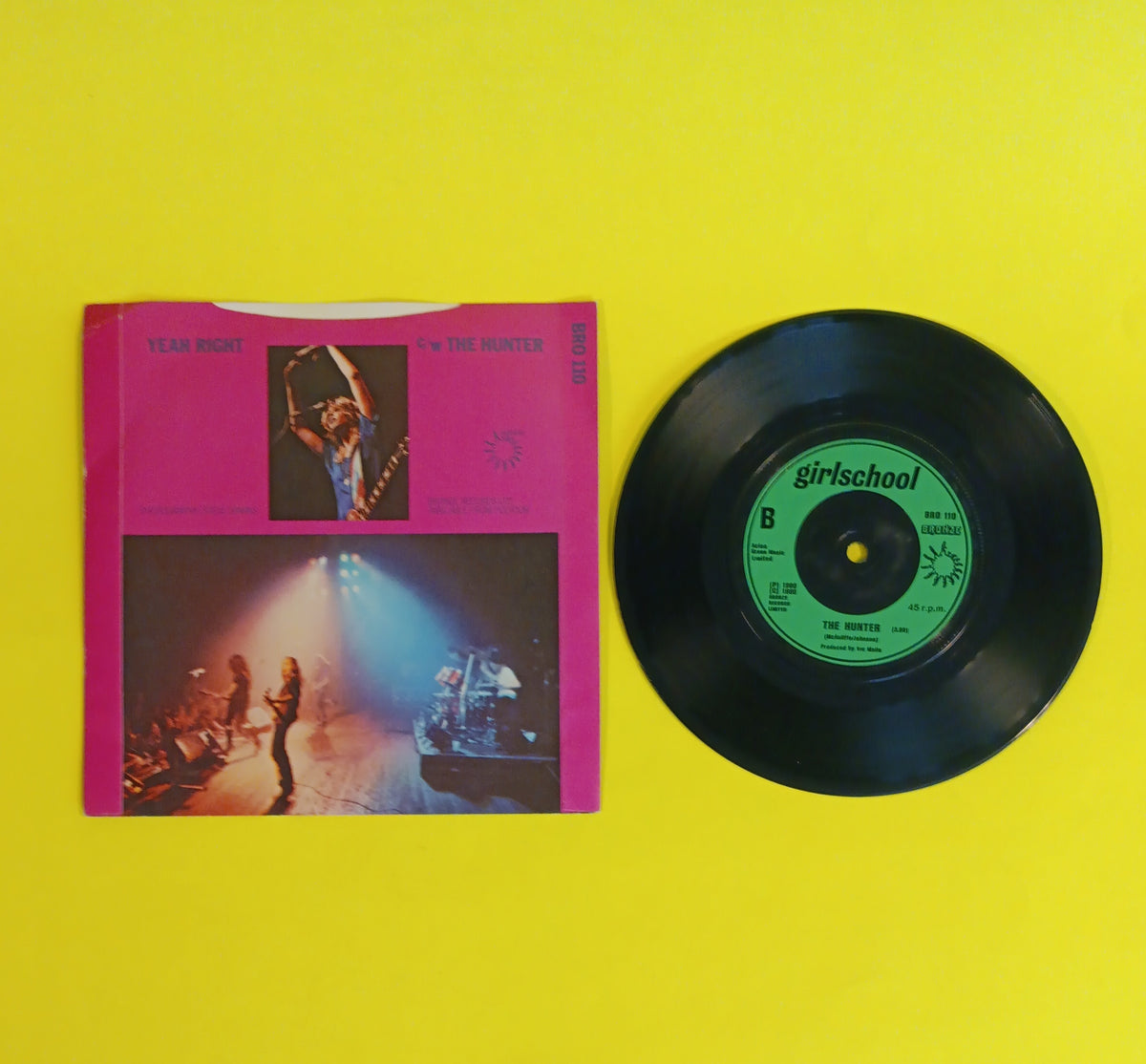 Girlschool - Yeah Right / The Hunter (UK 7") - 1980 - BRO 110 Used - EX - Vinyl