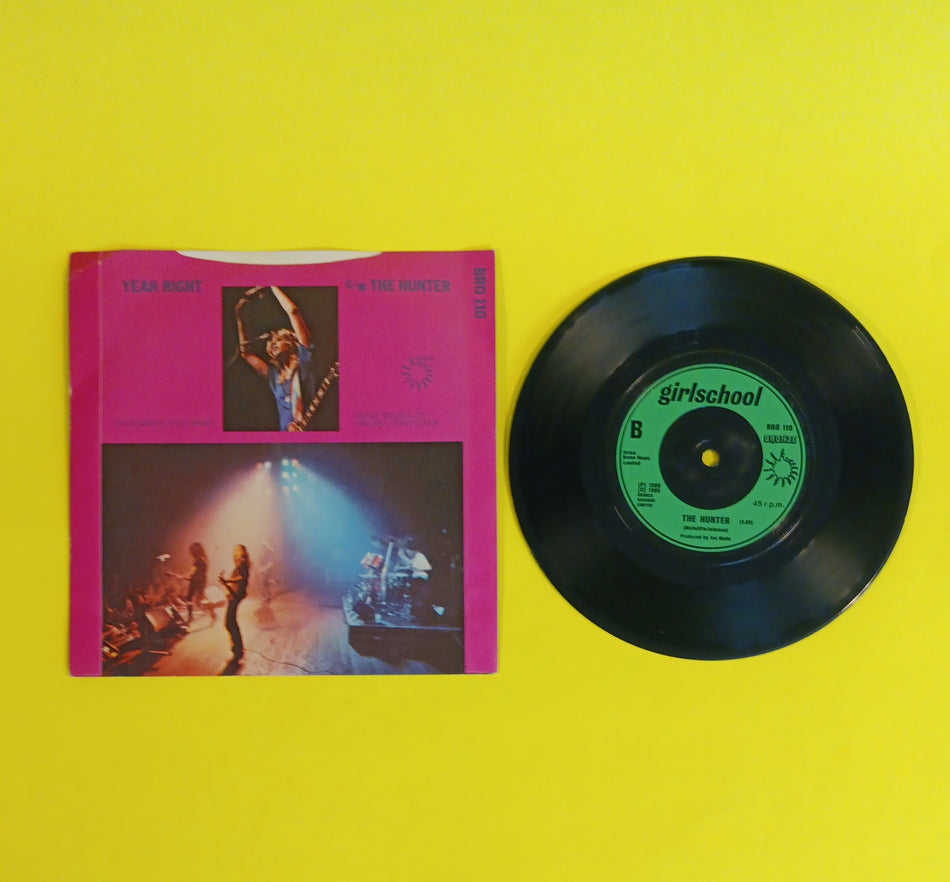 Girlschool - Yeah Right / The Hunter (UK 7") - 1980 - BRO 110 Used - EX - Vinyl