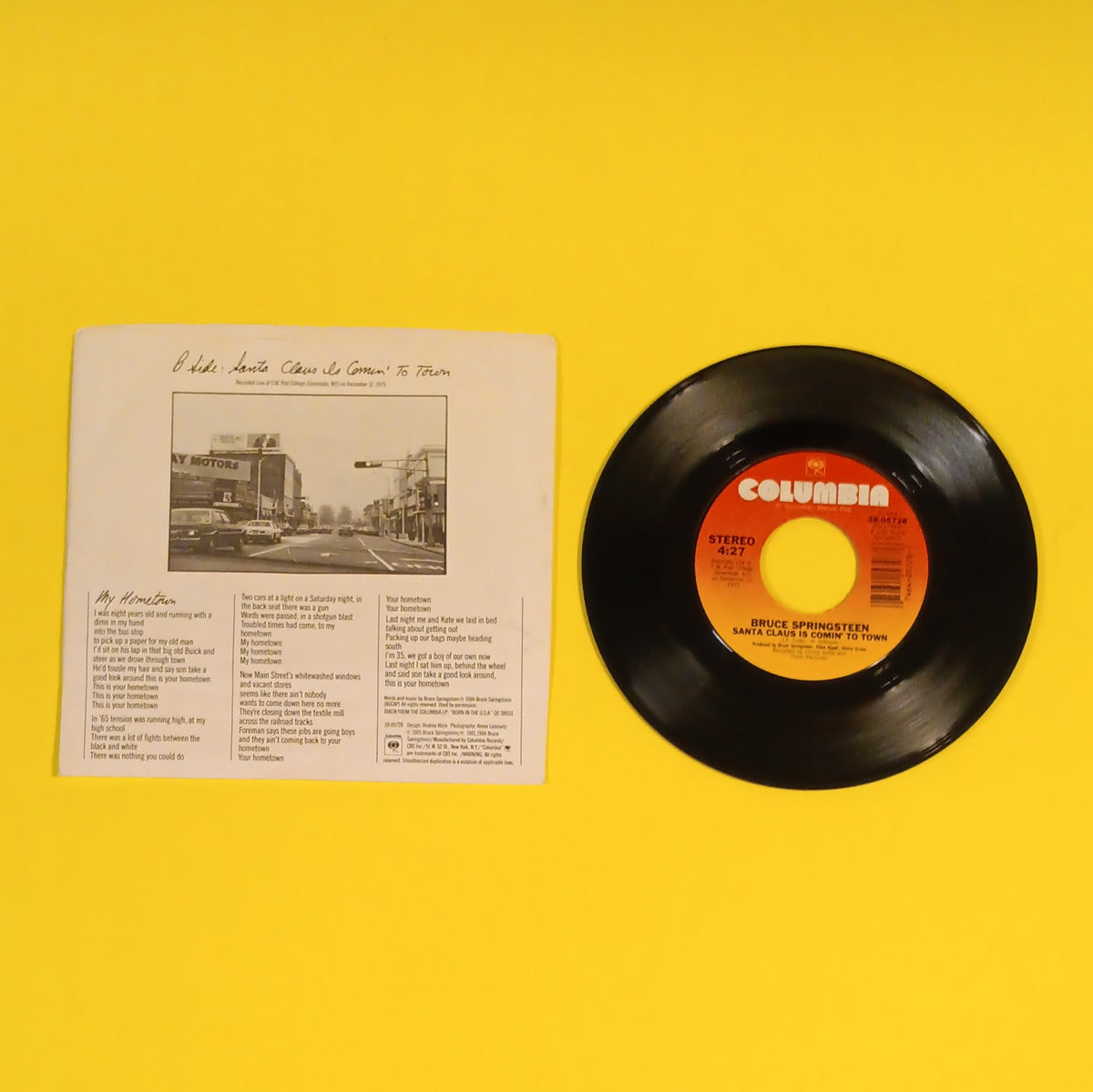 Bruce Springsteen - My Hometown / Santa Claus ... 7" - 1985 - 38-05728 Used - VG++ - Vinyl
