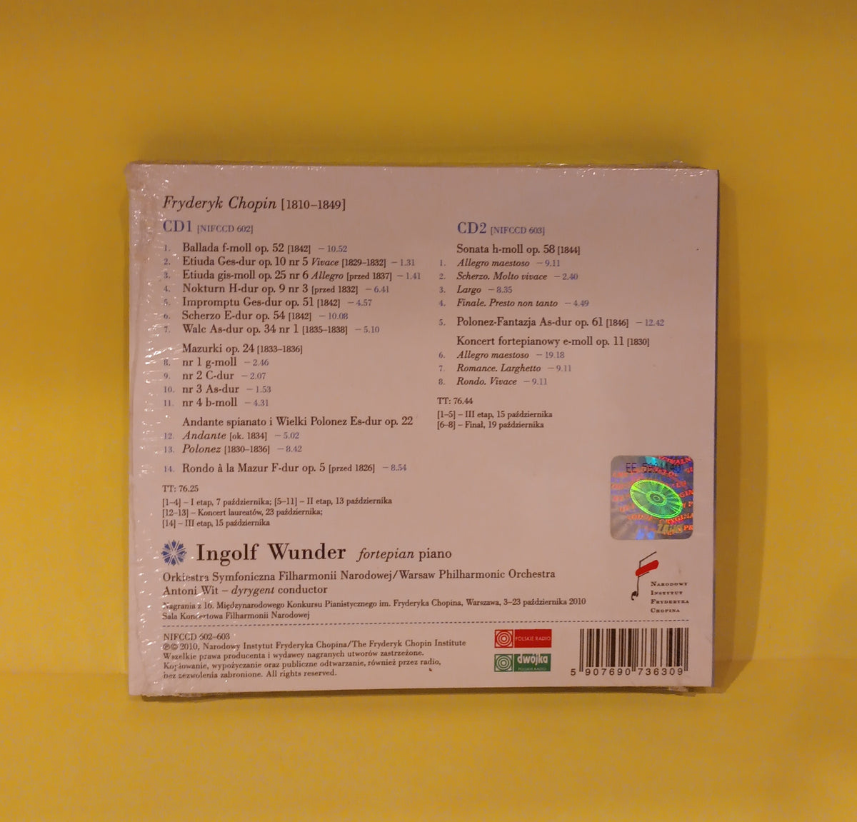 Chopin: Ingolf Wunder,  Orkiestra Symfoniczna Filharmonii Narodowej, Antoni Wit - Polonez-Fantazja, Mazurki op.24, Koncert e-moll op.11 2 CD Set - 2011 - NIFCCD 602A-603 New - Sealed - CDs