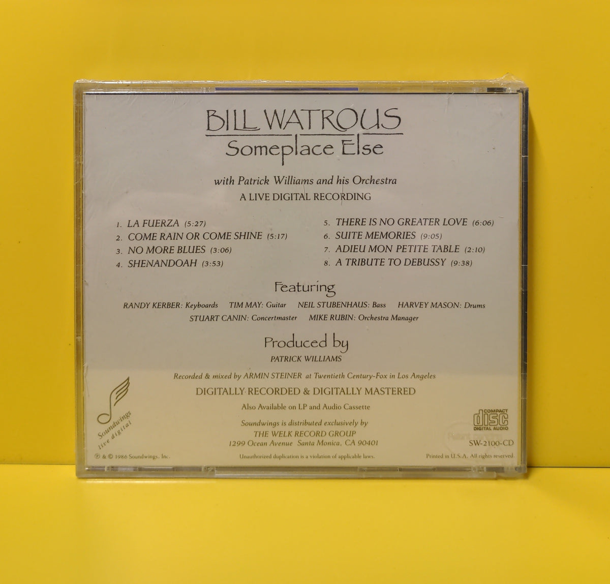 Bill Watrous, Patrick Williams and his Orchestra  - Someplace Else  - 1986 - SW-2100-CD New - Sealed - CDs