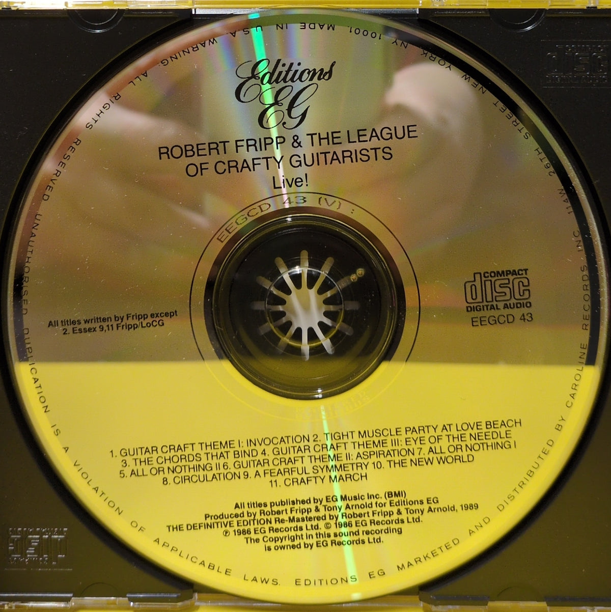 Robert Fripp And The League Of Crafty Guitarists - Live! - 1990 - EEGCD 43 Used - EX - CDs - Reissue - Remastered