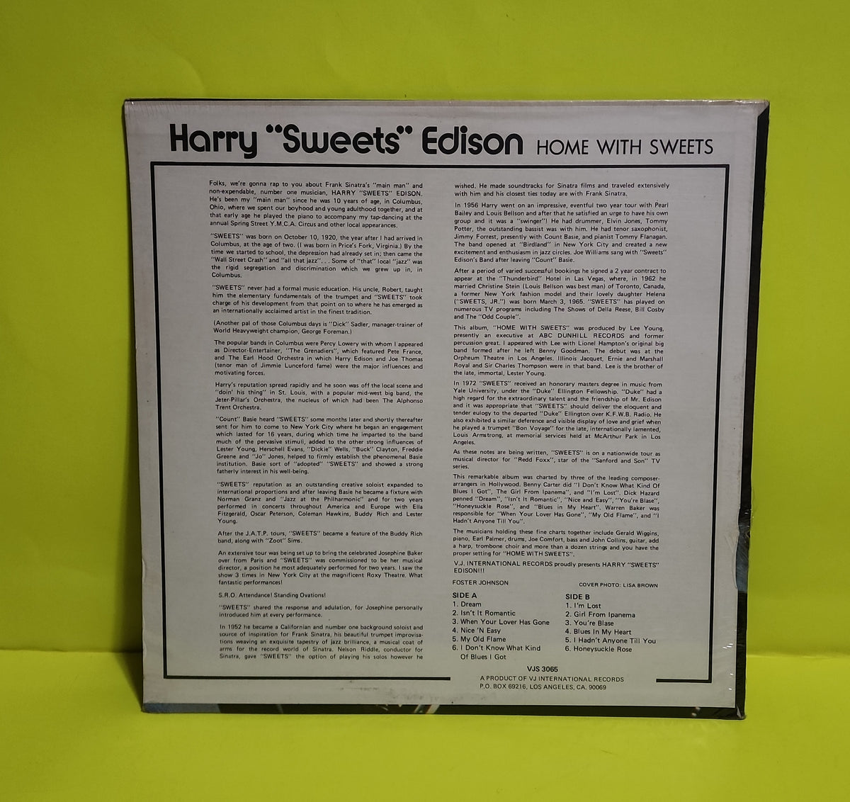 Harry "Sweat" Edison - Home With Sweers - 1974 - VJS 3065 New - Sealed - Vinyl