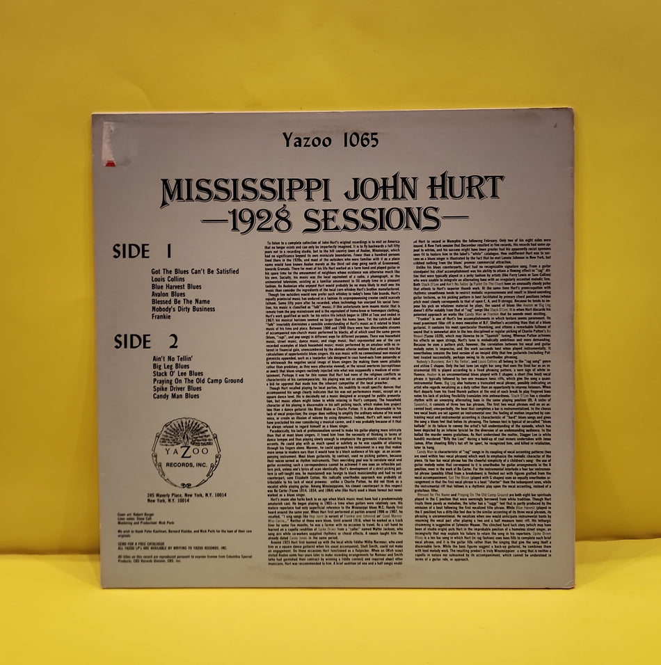 Mississippi John Hurt - 1928 Sessions - 1979 - L-1065 Used - NM - Vinyl