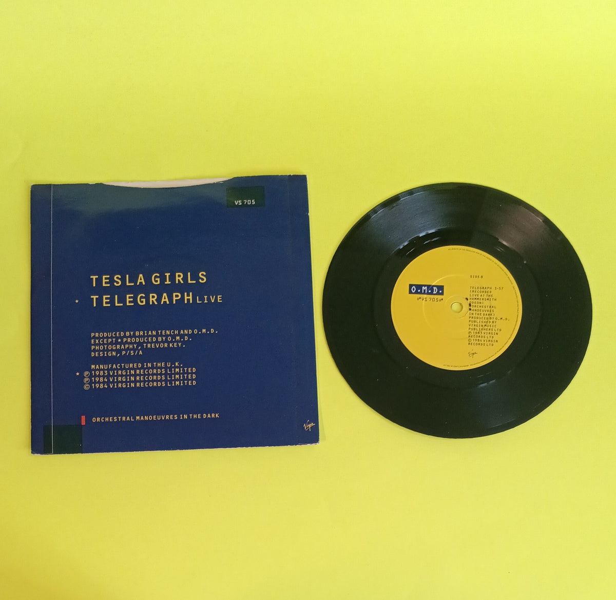 O.M.D. - Tesla Girls / Telegraph (UK 7") - 1984 - VS 705 Used - VG++ - Vinyl