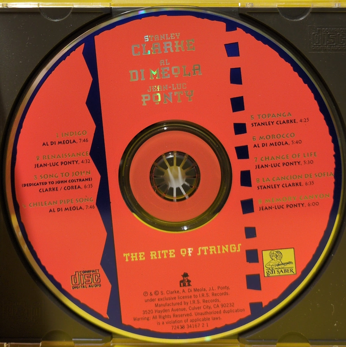 Stanley Clarke, Al Di Meola, Jean-Luc Ponty - The Rite Of Strings - 1995 - 7243 8 34167 2 1 Used - VG++ - CDs
