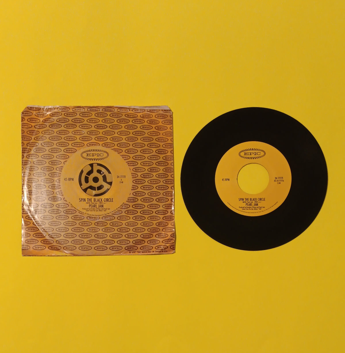 Pearl Jam - Spin the Black Circle / Tremor Christ - 1994 - 34 77771 Used - EX -  7" Vinyl