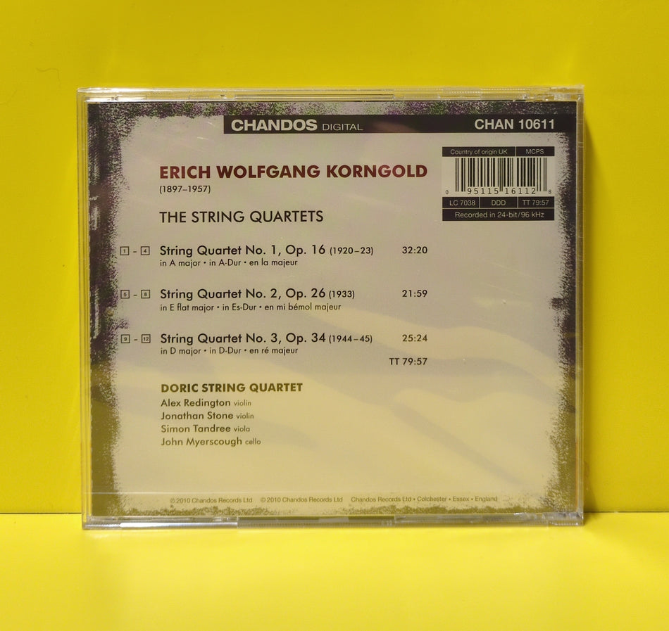 Korngold, Doric String Quartet - The String Quartets - 2010 - CHAN 10611 New - Sealed - CDs