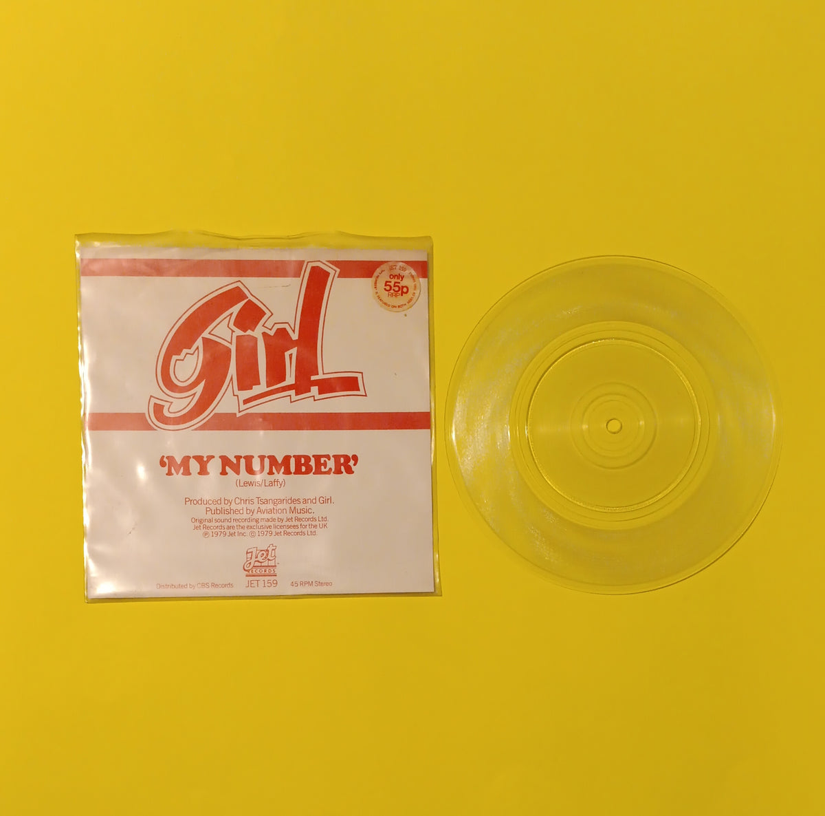 Girl - My Number - 1979 - JET 159 Used - VG++ - Clear 7" Vinyl