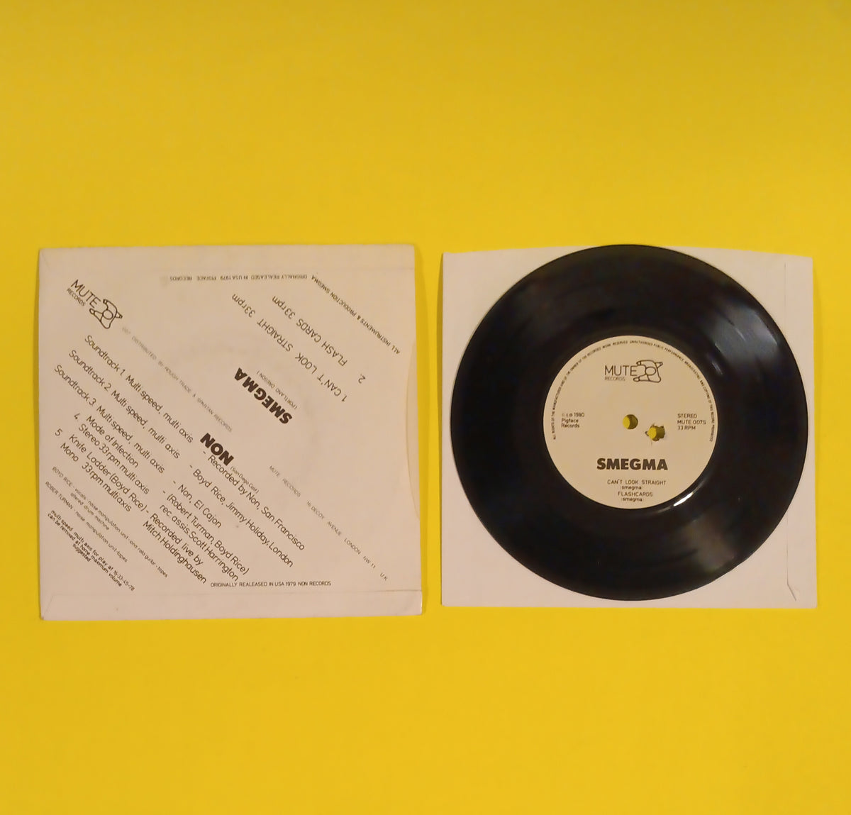 Smegma + Non - NON + Smegma (UK 7") - 1980 - MUTE007 Used - VG++ - Vinyl