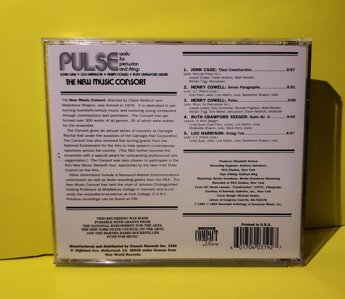 The New Music Consort - Pulse Works For Percussion And Strings - 1984 - NWCD 319 Used - EX - CDs