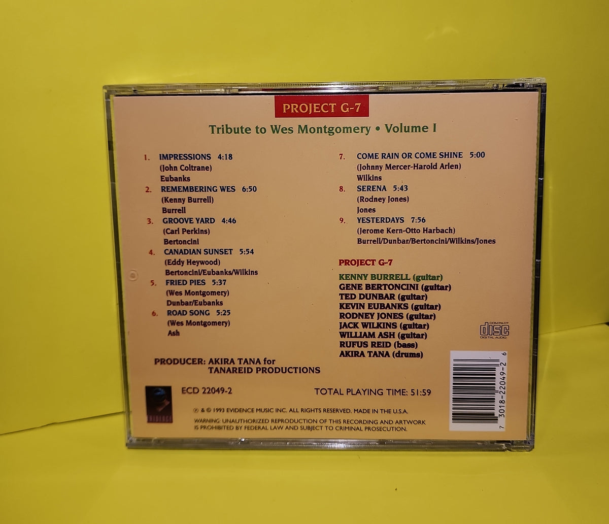 Project G-7 - A Tribute To Wes Montgomery Volume I - 1993 - ECD 22049-2 Used - NM - CDs
