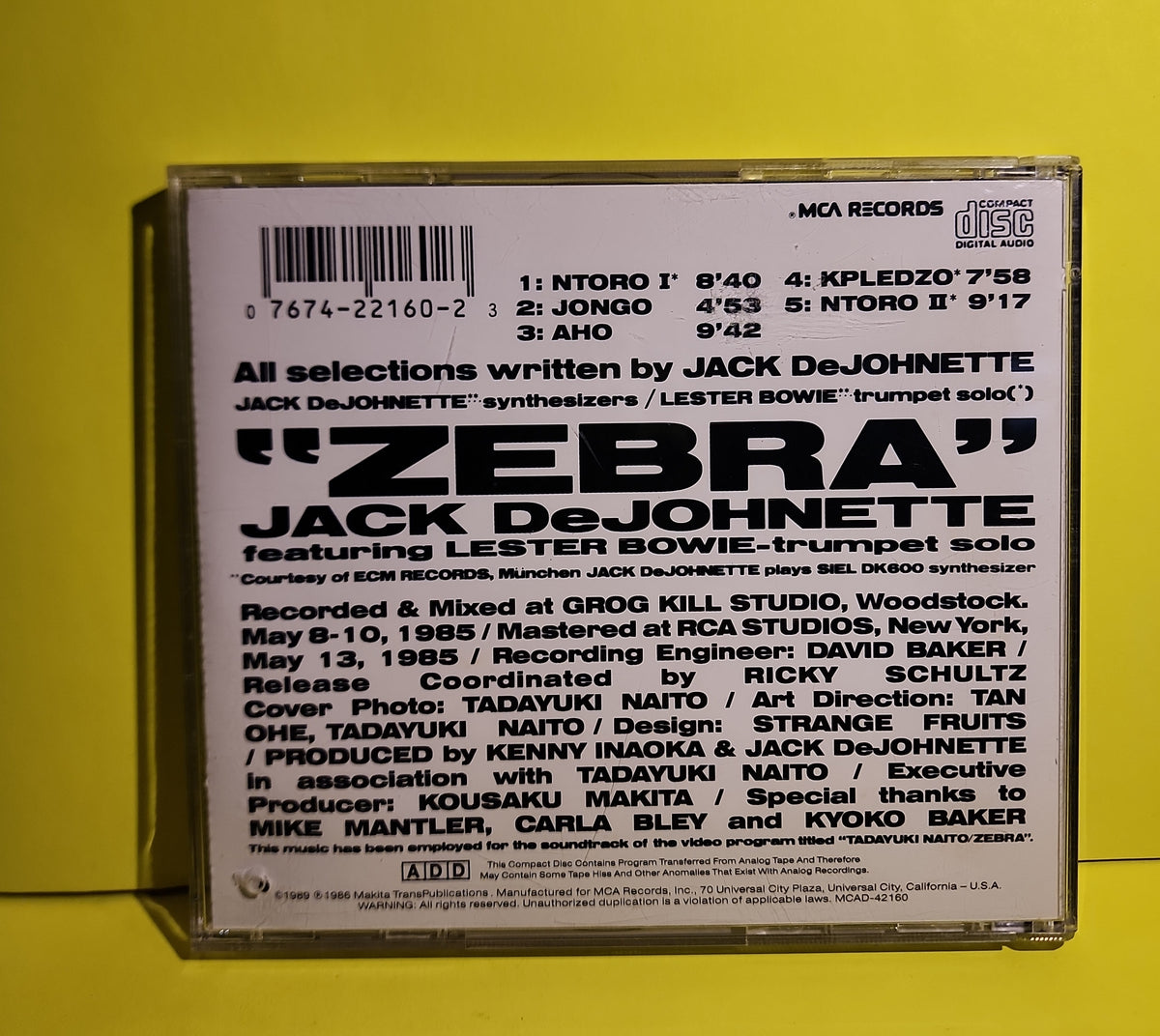 Jack DeJohnette - Zebra - 1989 - MCAD-42160 Used - EX - CDs