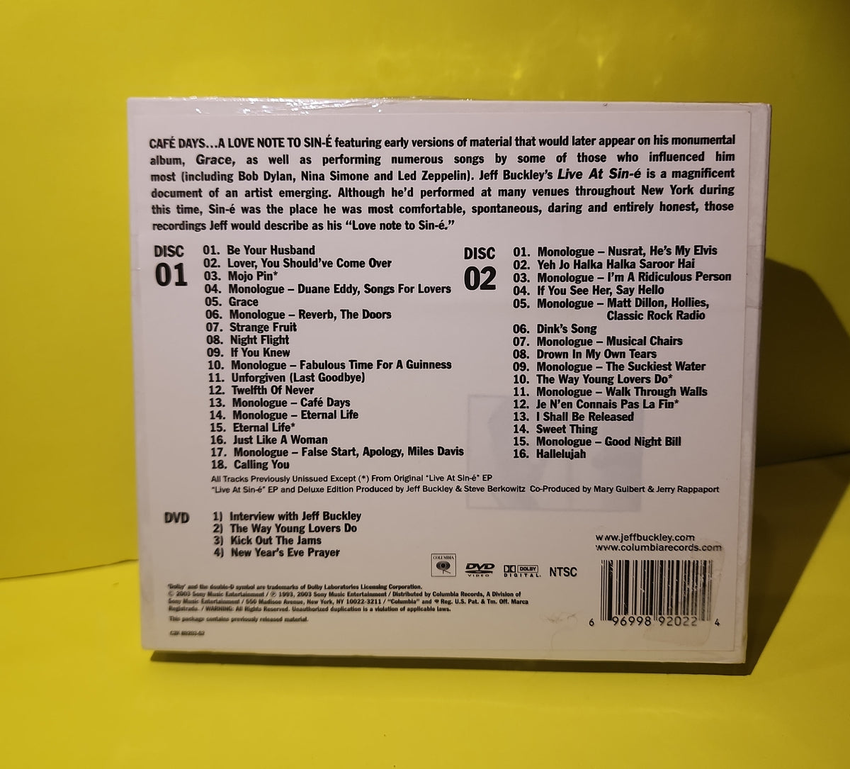 Jeff Buckley - Live At Sin-é / 2 CDs + DVD - 2003 - C2K 89202 New - Sealed - CDs