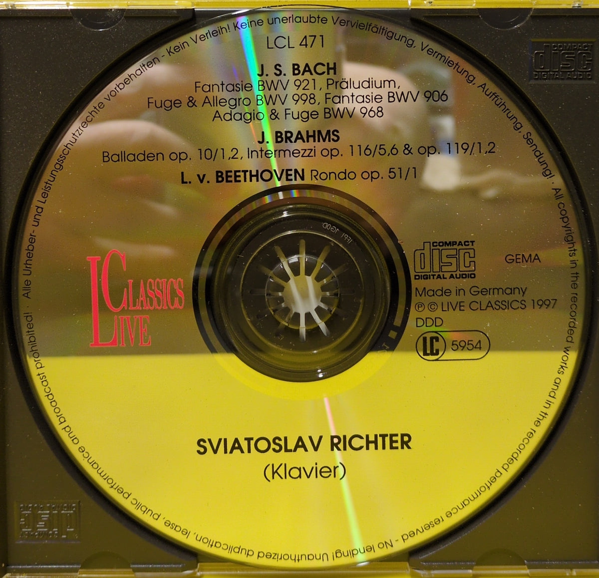Sviatoslav Richter - Out Of Later Years Volume I - 1997 - LCL 471 Used - EX - CDs